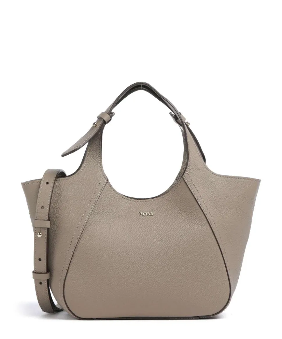 Lenah Small Handtasche genarbtes Rindsleder taupe