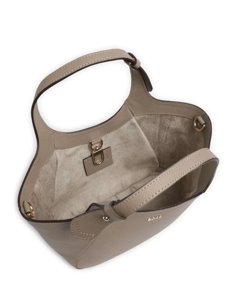 Lenah Small Handtasche genarbtes Rindsleder taupe