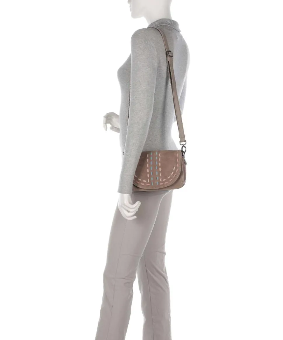 Life is a Umhängetasche aufgerautes Leder taupe