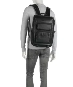 Liko Reiserucksack 15″ fein genarbtes Leder, recyceltes Polyester schwarz