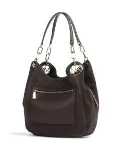 Lillie Beuteltasche aufgerautes Rindsleder dunkelbraun