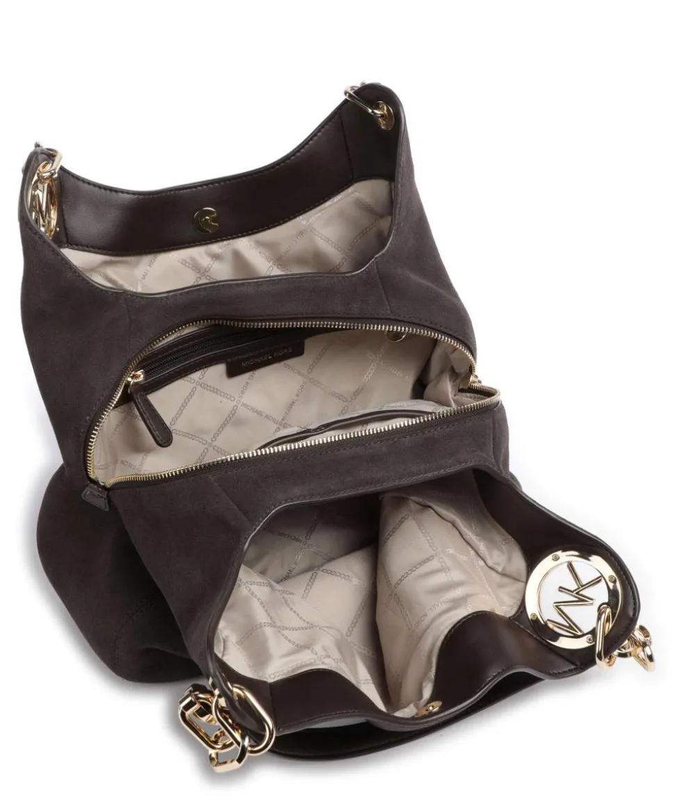 Lillie Beuteltasche aufgerautes Rindsleder dunkelbraun