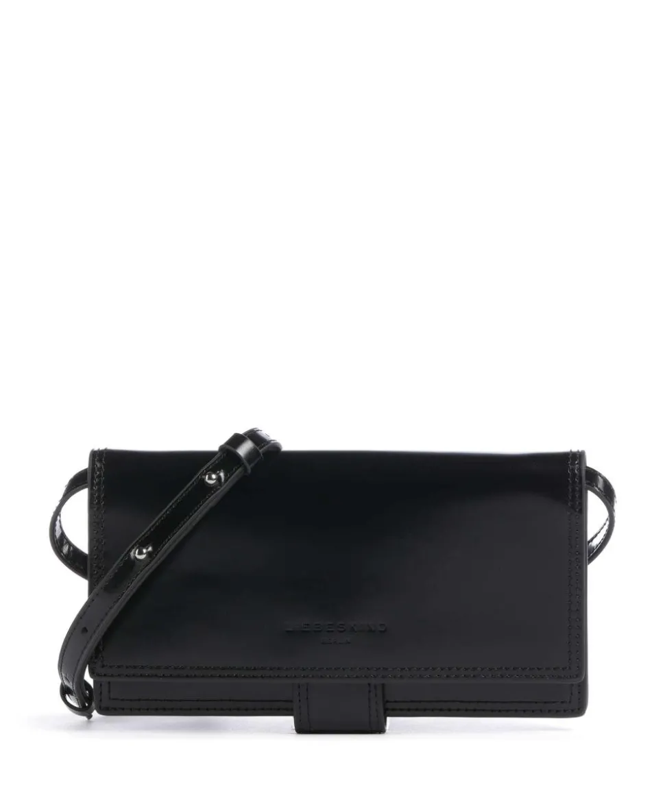 Lisa Spazzolato L Umhängetasche glattes Leder schwarz