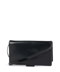 Lisa Spazzolato L Umhängetasche glattes Leder schwarz