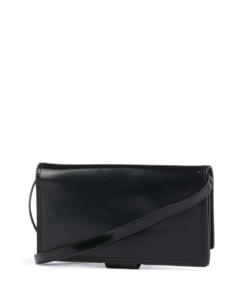 Lisa Spazzolato L Umhängetasche glattes Leder schwarz