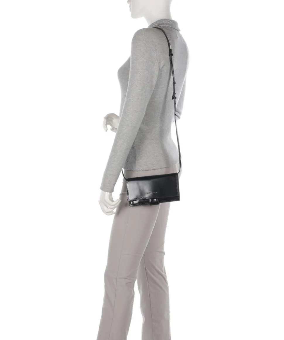 Lisa Spazzolato L Umhängetasche glattes Leder schwarz