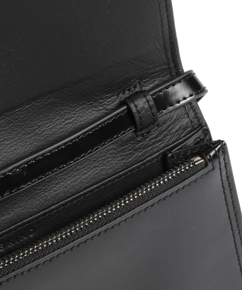 Lisa Spazzolato L Umhängetasche glattes Leder schwarz