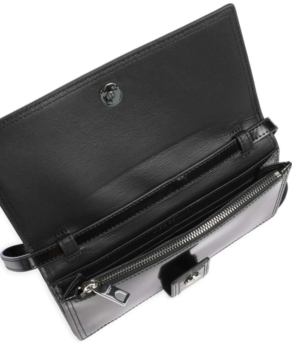 Lisa Spazzolato L Umhängetasche glattes Leder schwarz