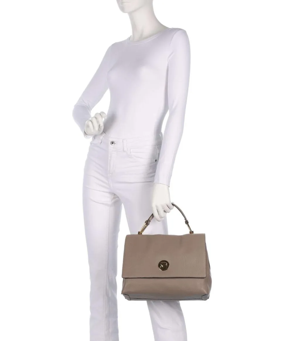 Liya Handtasche genarbtes Leder taupe