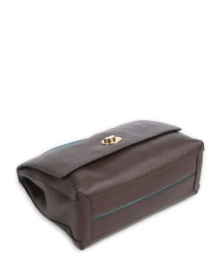 Liya Handtasche genarbtes Leder dunkelbraun