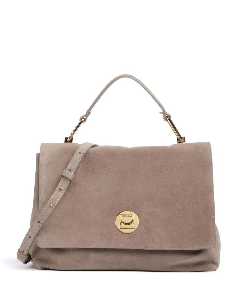 Liya Suede Handtasche aufgerautes Leder taupe