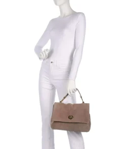 Liya Suede Handtasche aufgerautes Leder taupe