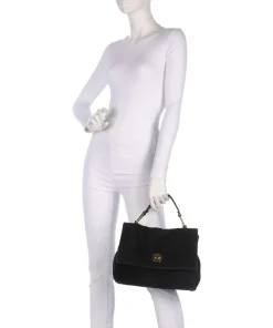 Liya Suede Handtasche aufgerautes Leder schwarz