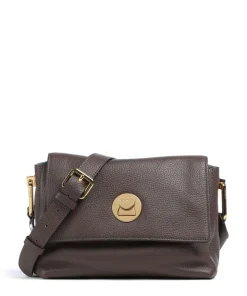 Liya Umhängetasche genarbtes Leder dunkelbraun