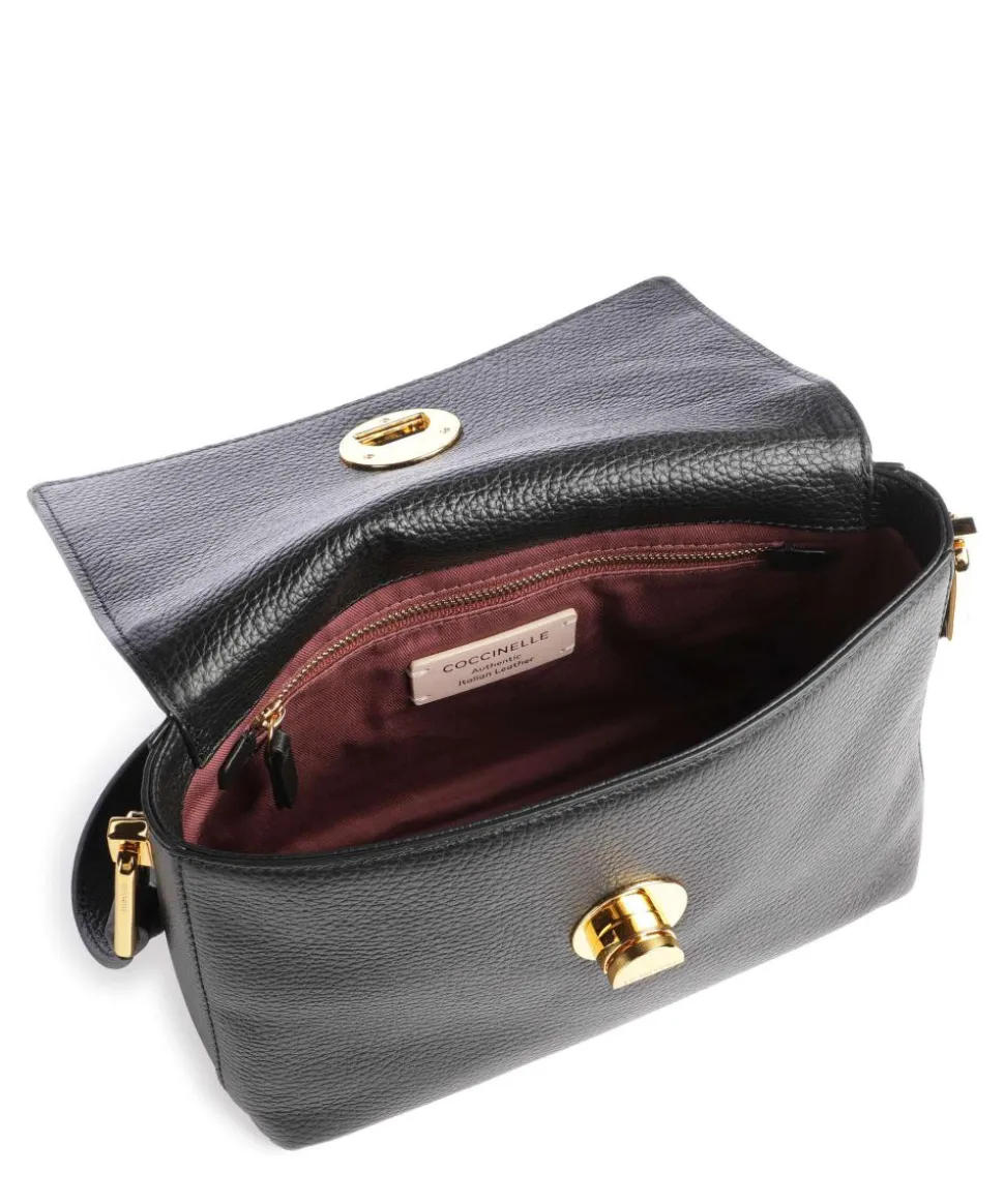 Liya Umhängetasche genarbtes Leder schwarz