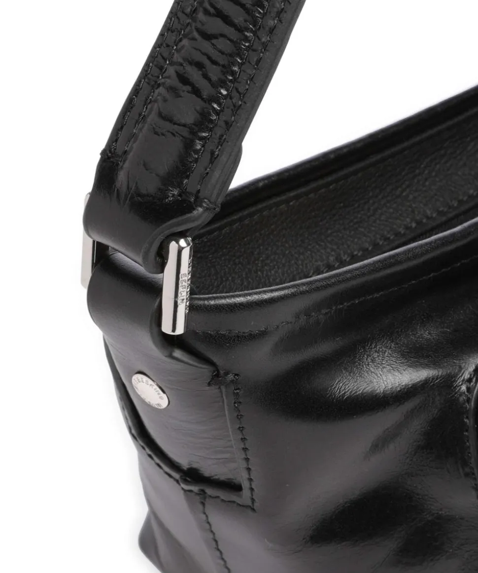 LK 204 Lack Distressed S Schultertasche Rindsleder schwarz