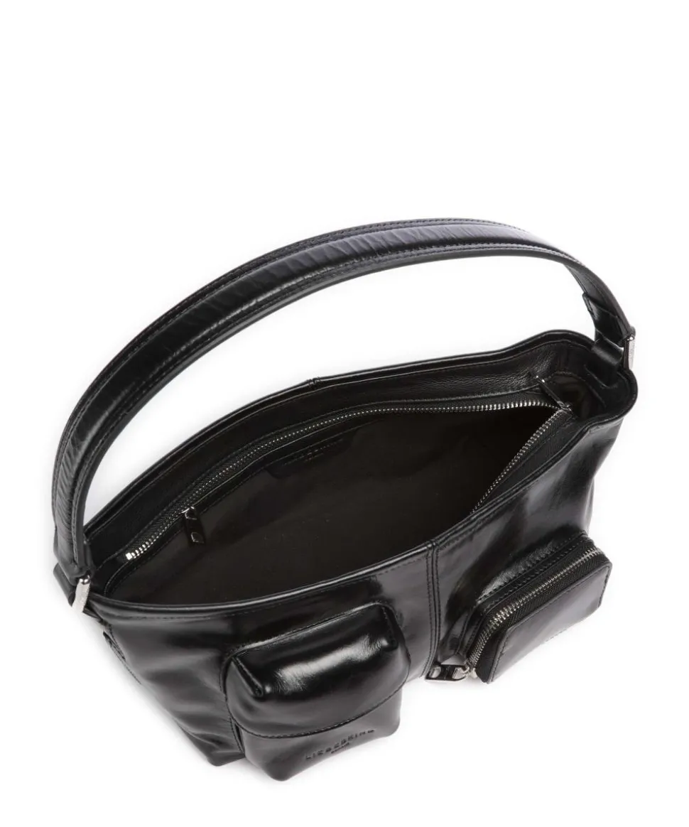 LK 204 Lack Distressed S Schultertasche Rindsleder schwarz