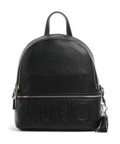 Logo Rucksack Lederimitat schwarz