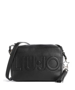 Logo Umhängetasche Lederimitat schwarz