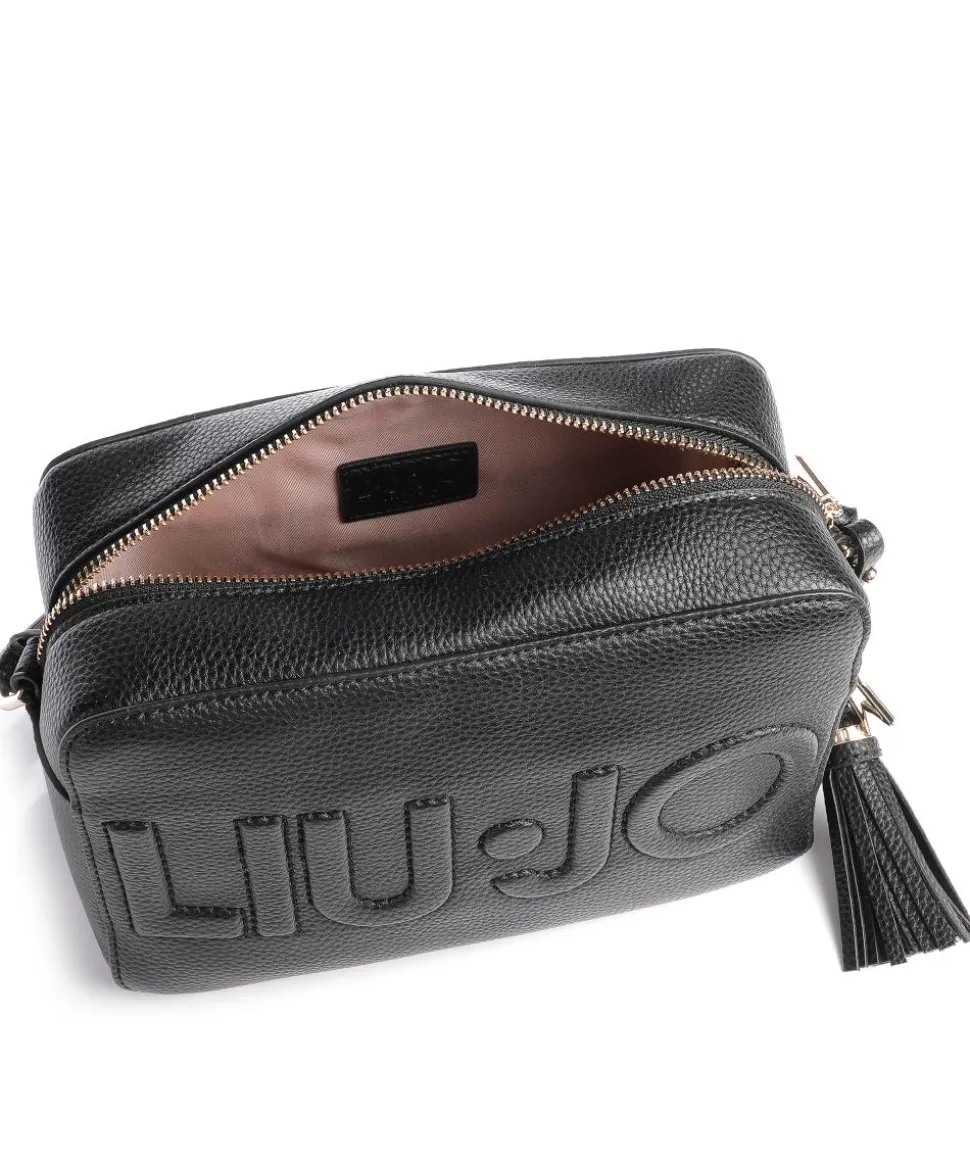 Logo Umhängetasche Lederimitat schwarz