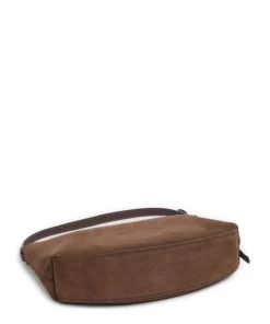 Loop Beuteltasche aufgerautes Leder dunkelbraun