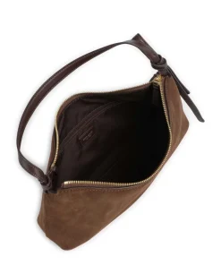 Loop Beuteltasche aufgerautes Leder dunkelbraun