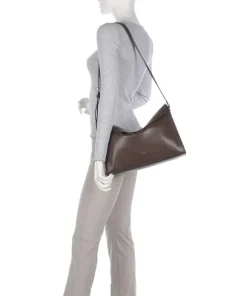 Lora Calf Optic M Umhängetasche fein genarbtes Kalbsleder dunkelbraun