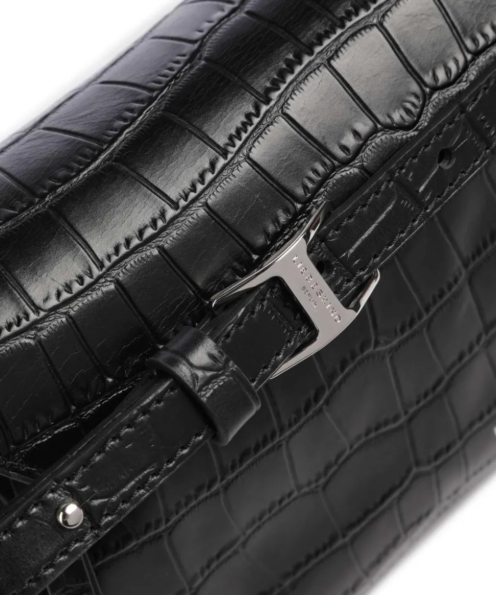 Lora Croco S Umhängetasche geprägtes Leder schwarz