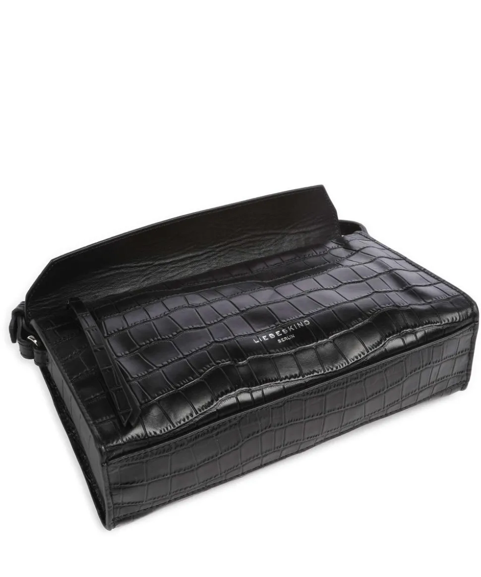 Lora Croco S Umhängetasche geprägtes Leder schwarz