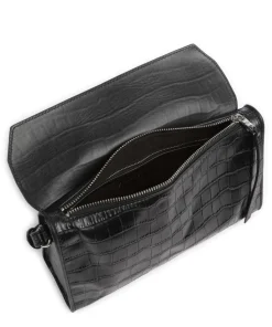 Lora Croco S Umhängetasche geprägtes Leder schwarz
