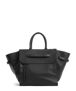 Lora Small Pebble L Handtasche genarbtes Rindsleder schwarz