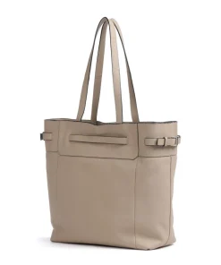 Lora Small Pebble L Shopper genarbtes Leder beige