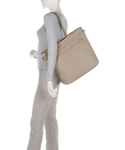 Lora Small Pebble L Shopper genarbtes Leder beige