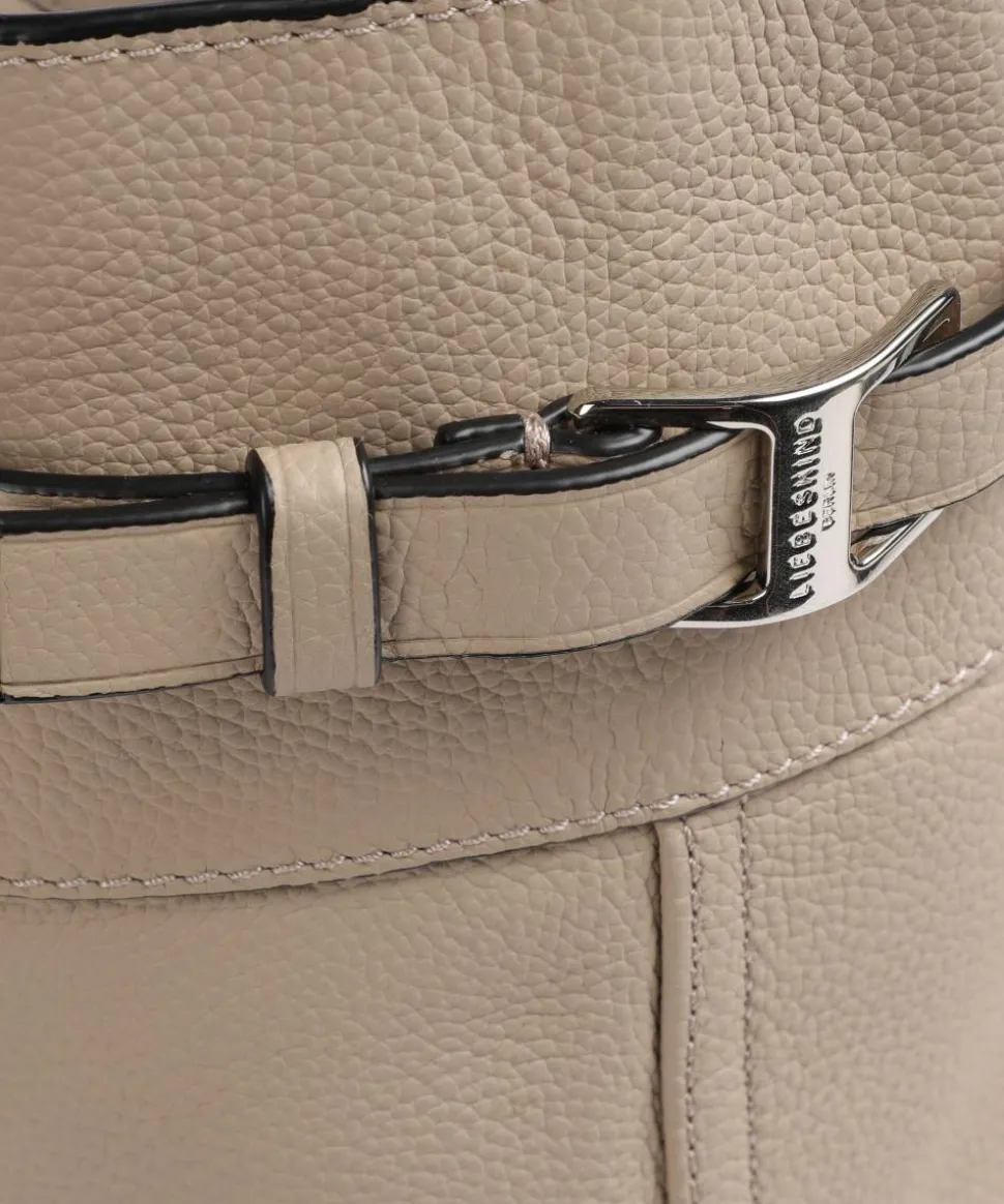 Lora Small Pebble L Shopper genarbtes Leder beige