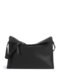 Lora Small Pebble M Schultertasche genarbtes Rindsleder schwarz