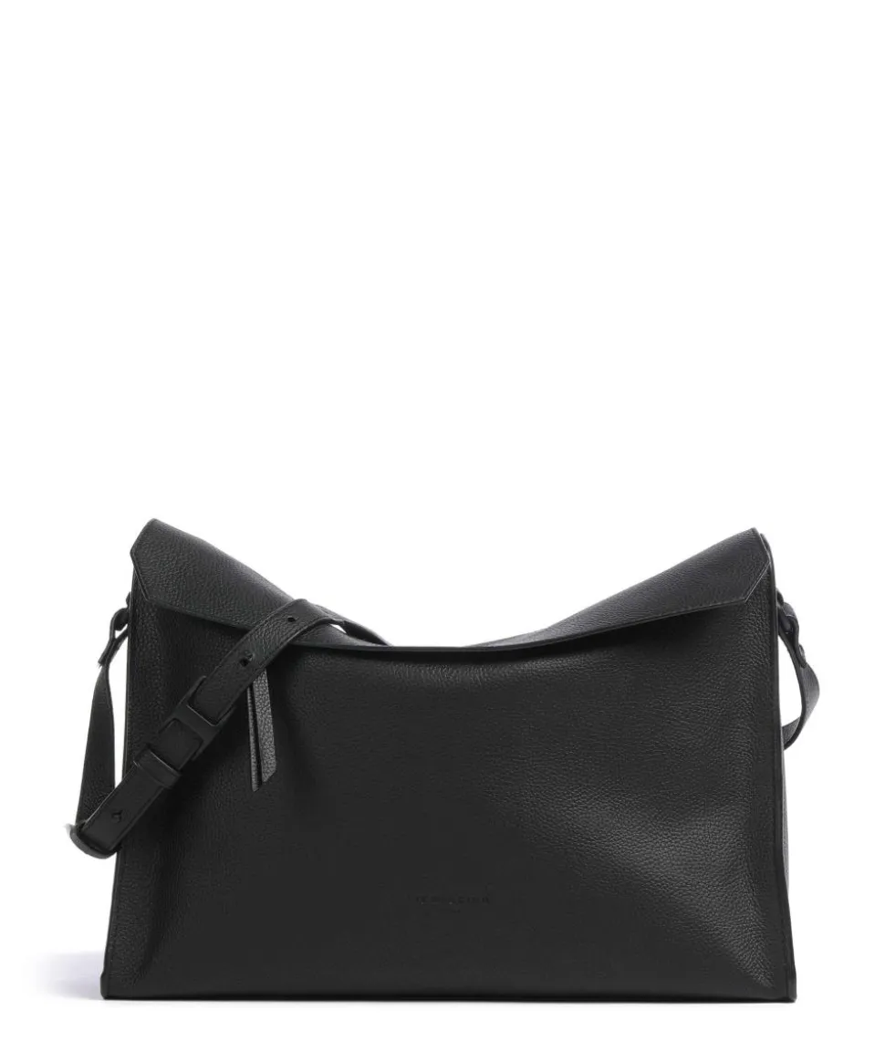 Lora Small Pebble M Schultertasche genarbtes Rindsleder schwarz