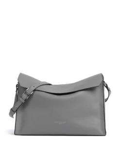 Lora Small Pebble M Schultertasche genarbtes Rindsleder grau
