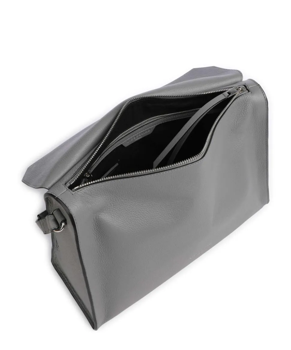 Lora Small Pebble M Schultertasche genarbtes Rindsleder grau