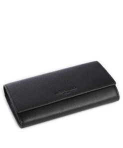 Lora Valentina Small Pebble Geldbörse genarbtes Leder schwarz