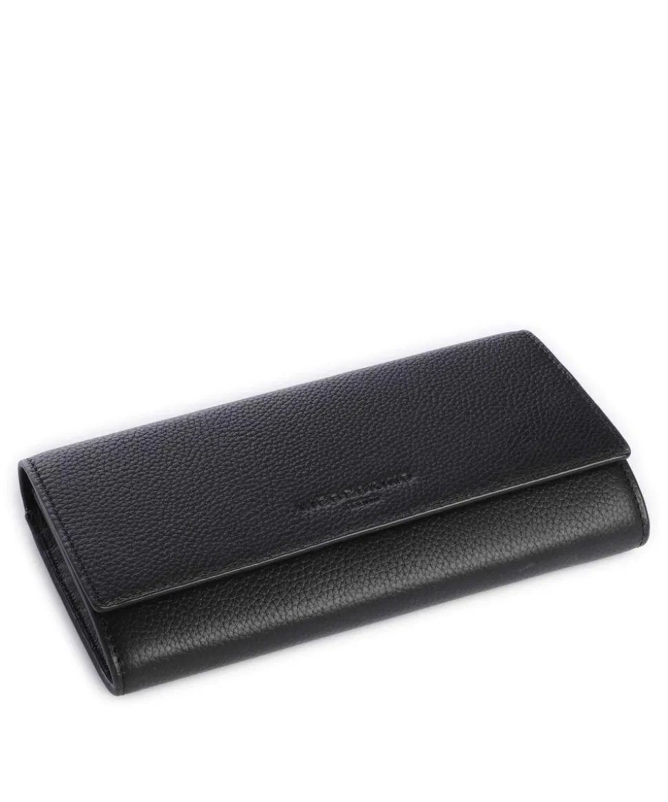 Lora Valentina Small Pebble Geldbörse genarbtes Leder schwarz