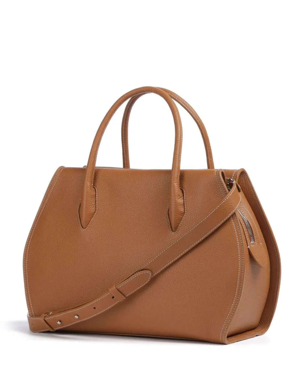 Lord Handtasche genarbtes Leder braun