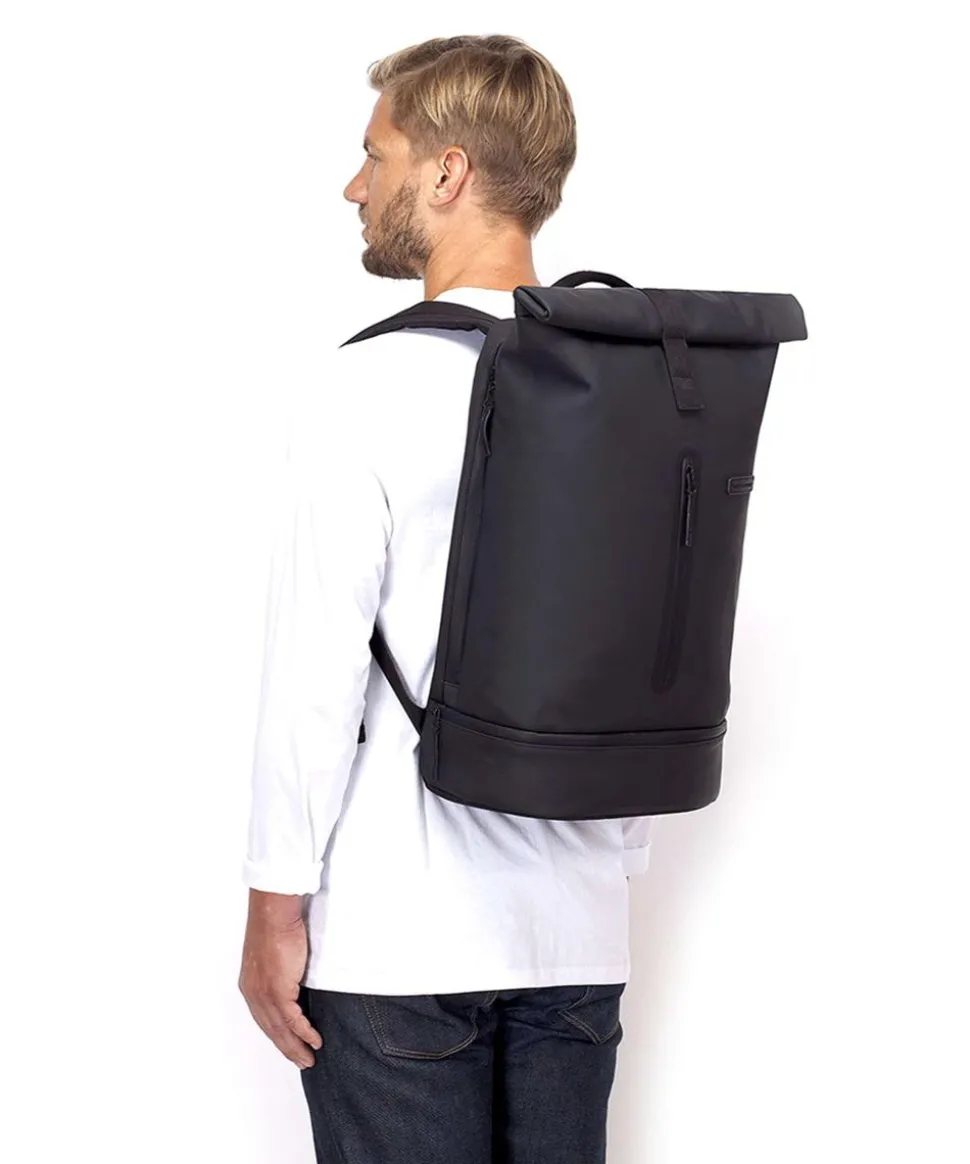 Lotus Hajo Pro Rolltop Rucksack 15″ Lederimitat navy