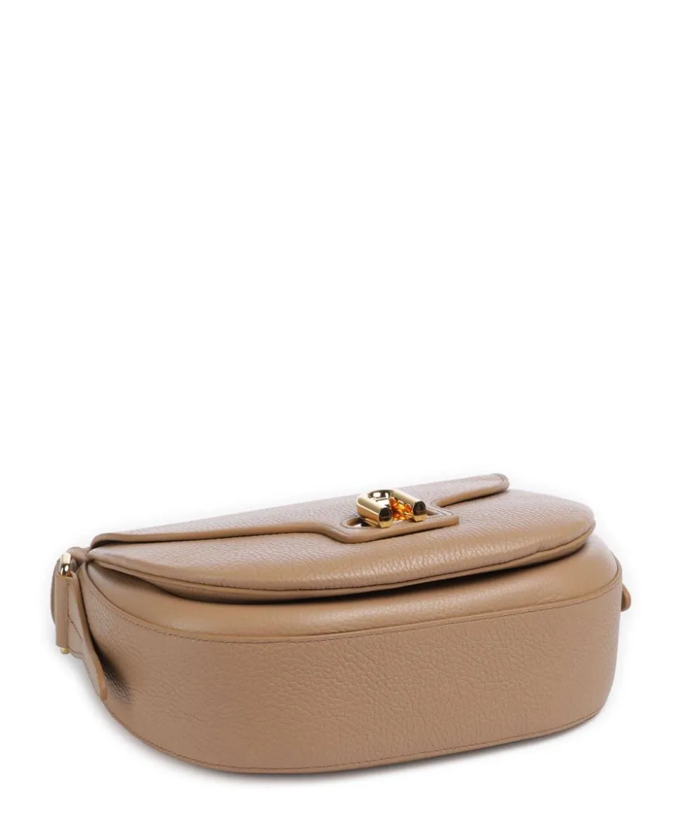 Lotus S Umhängetasche genarbtes Leder hellbraun