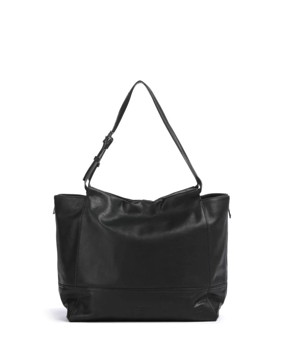 Lou 2 3D Leather L Shopper genarbtes Rindsleder schwarz