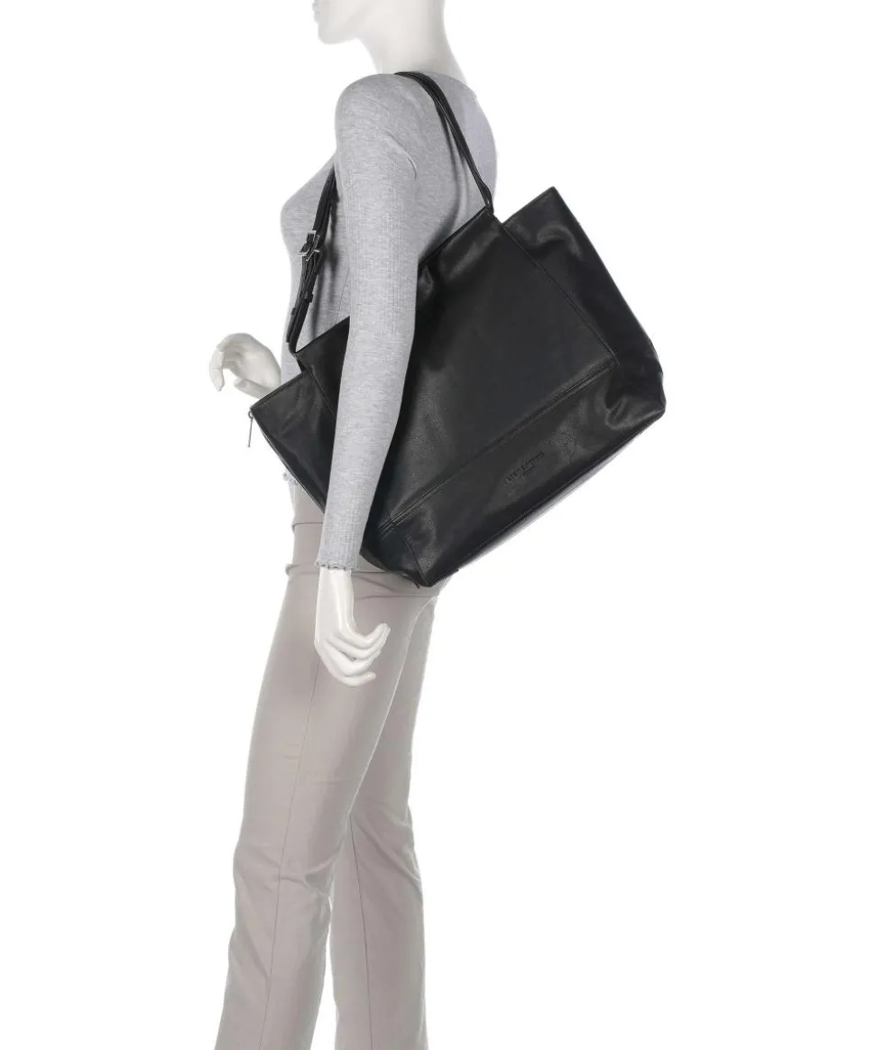 Lou 2 3D Leather L Shopper genarbtes Rindsleder schwarz