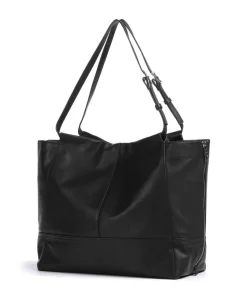 Lou 2 3D Leather L Shopper genarbtes Rindsleder schwarz