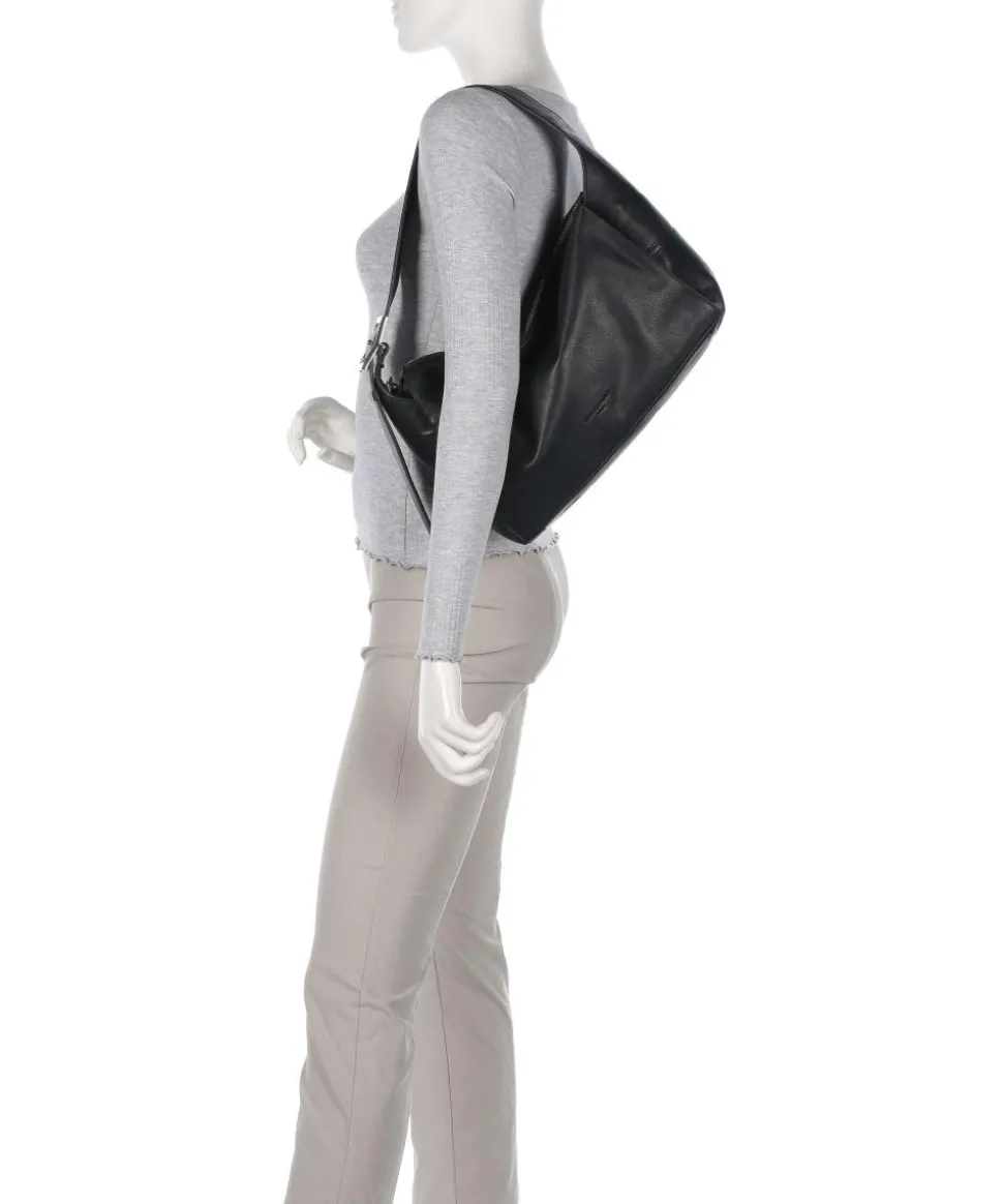 Lou 2 3D Leather M Beuteltasche genarbtes Rindsleder schwarz