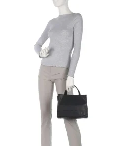 Lou 2 3D Leather M Handtasche genarbtes Leder schwarz