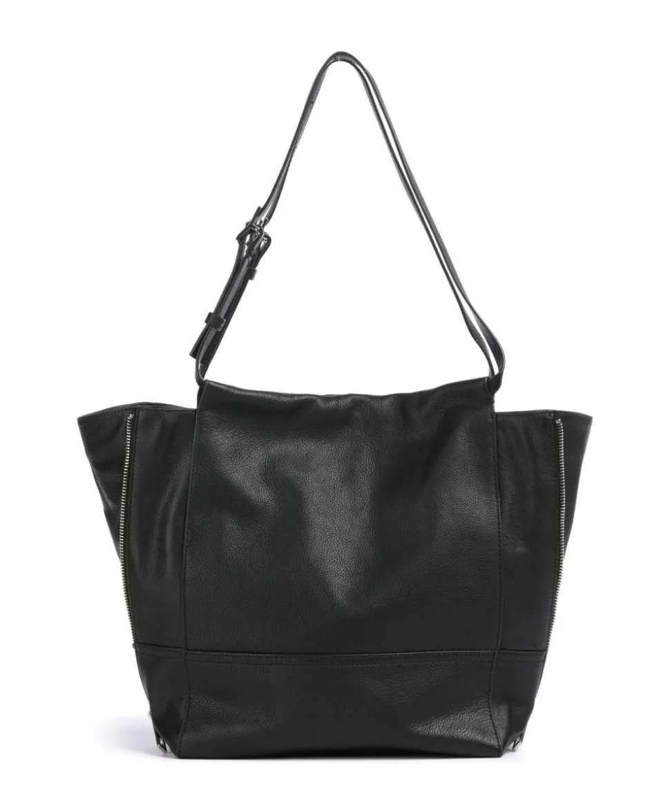 Lou 2 3D Leather M Shopper genarbtes Leder schwarz