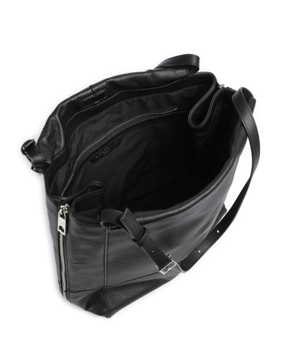 Lou 2 3D Leather M Shopper genarbtes Leder schwarz